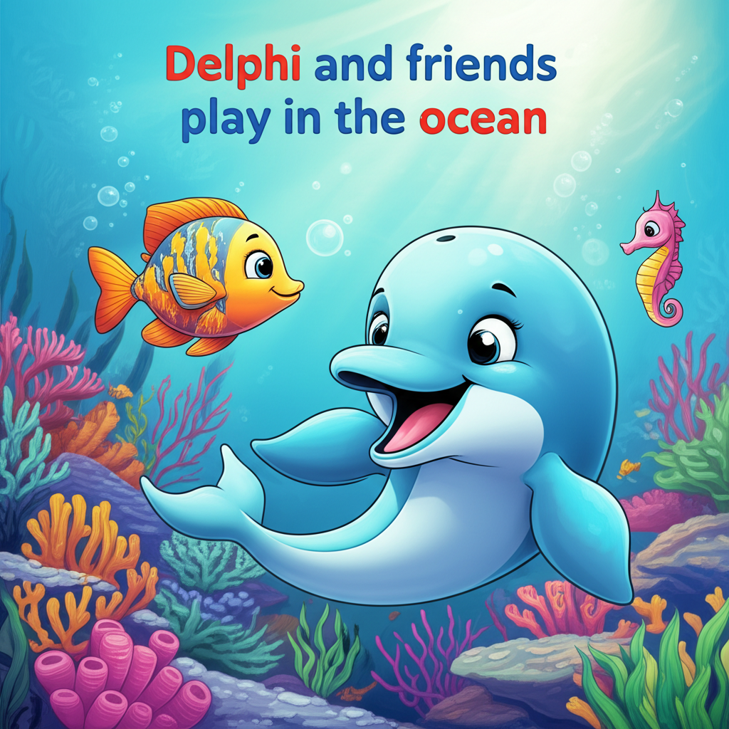 Delphi and friends play in the ocean