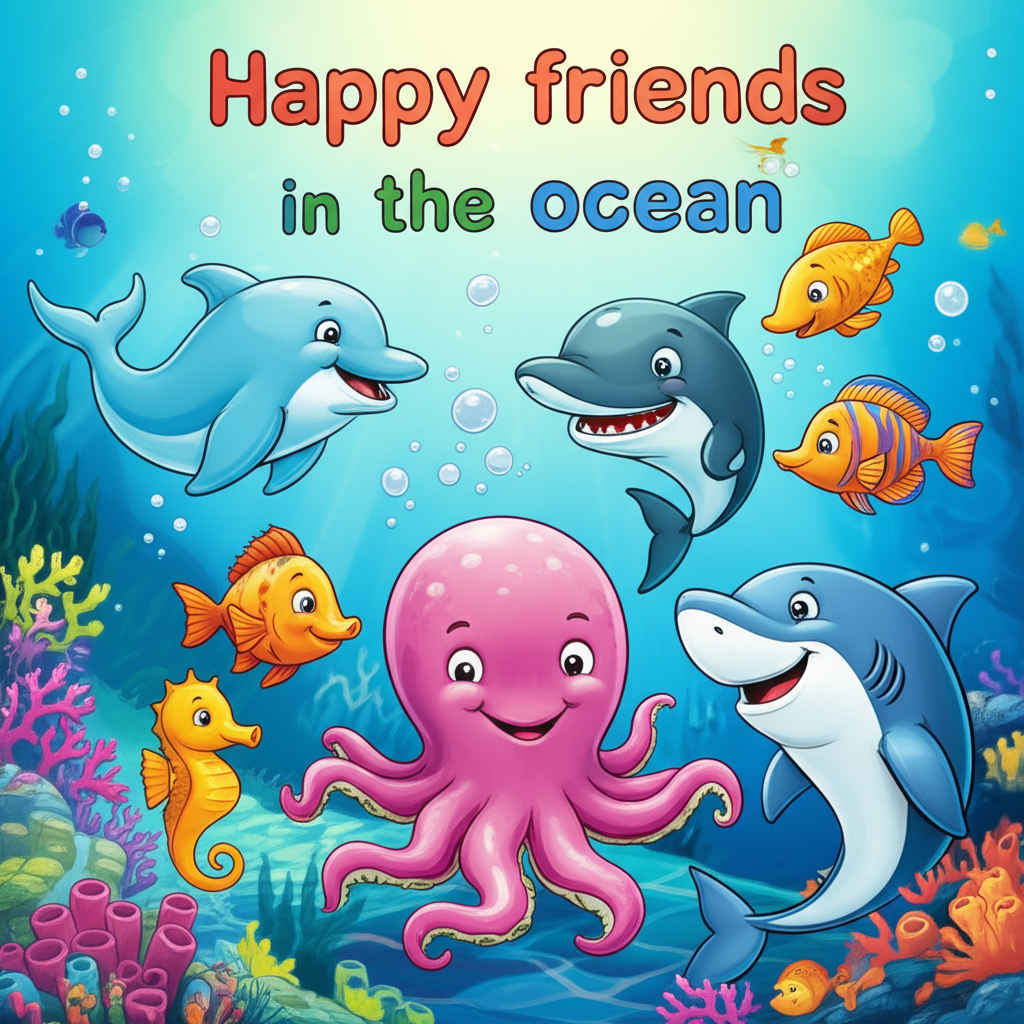 Happy friends in the ocean